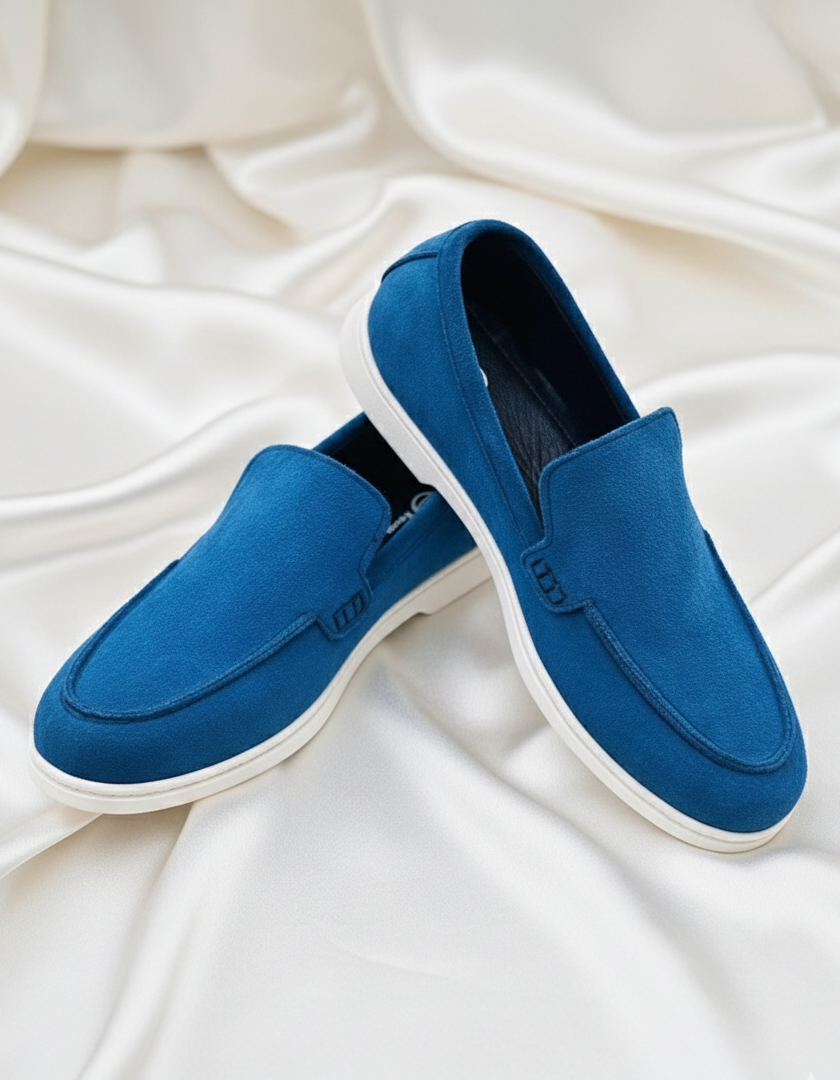 Handmade Men’s Royal Blue Loafers – 100%  Premium Quality with Rubber Sole