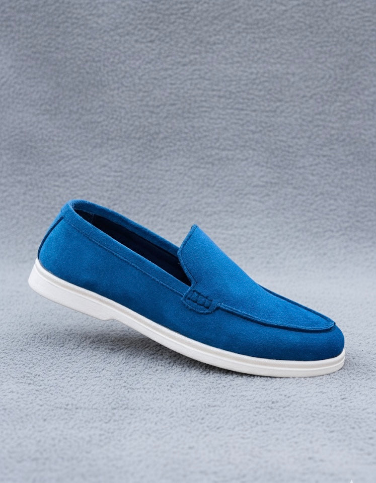 Handmade Men’s Royal Blue Loafers – 100%  Premium Quality with Rubber Sole