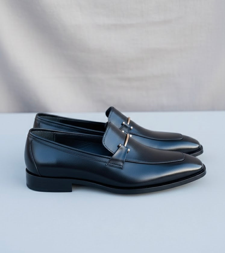 Premium Black Formal Shoes with Metallic Buckle – Classic & Durable Material