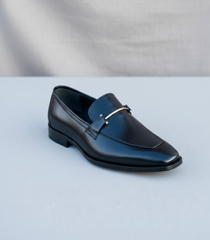 Premium Black Formal Shoes with Metallic Buckle – Classic & Durable Material