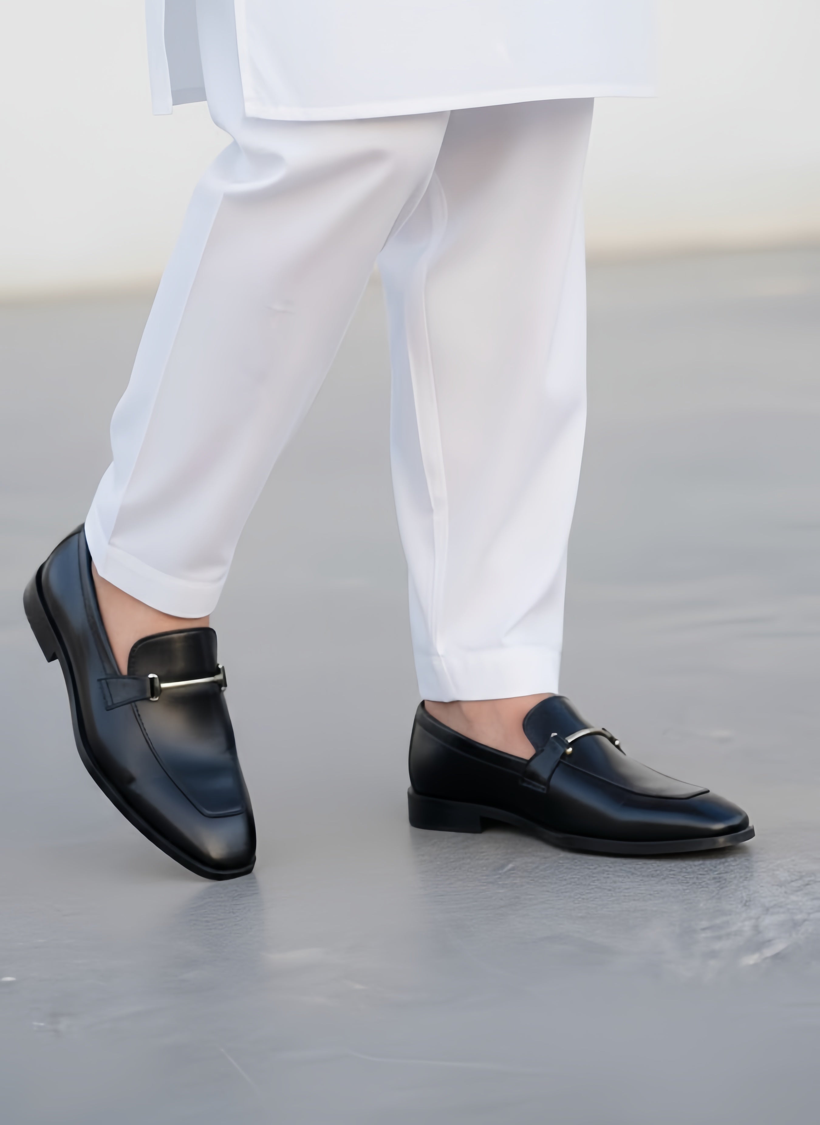 Premium Black Formal Shoes with Metallic Buckle – Classic & Durable Material